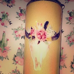 Custom made bull skull tumbler